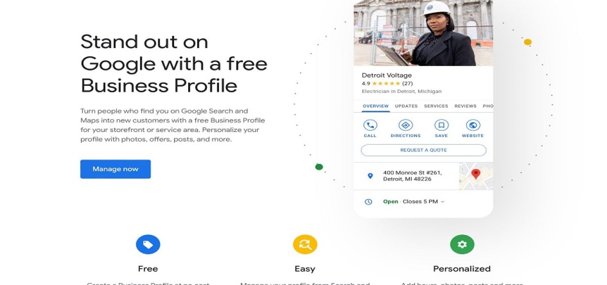 google business profile page